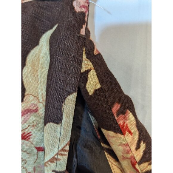 Chaps Vintage Floral A-Line Skirt Button Linen Cotton Size 10 - Picture 4 of 7